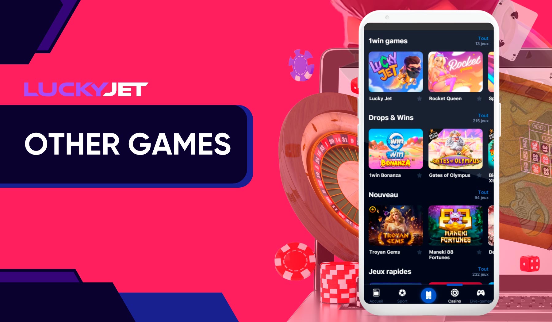 You can play other games in lucky jet app