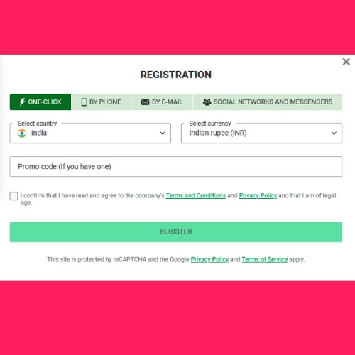 Choose the method of registration on Linebet