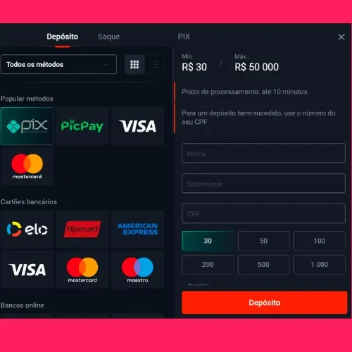 opções de pagamento no Pin-Up